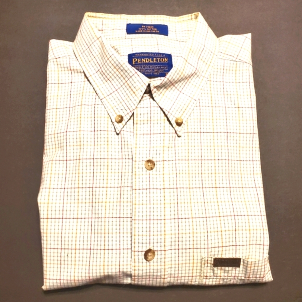 Pendleton Green Check Men's Short Sleeve Shirt Size Large